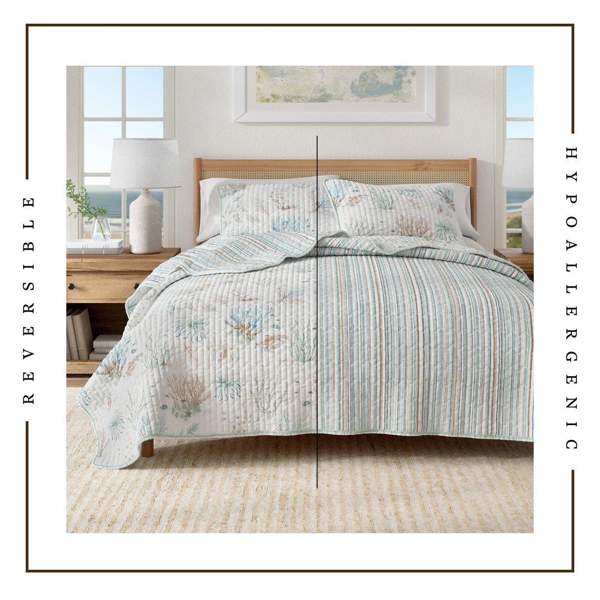 Santa Barbara Coastal Printed Cotton Quilt Set