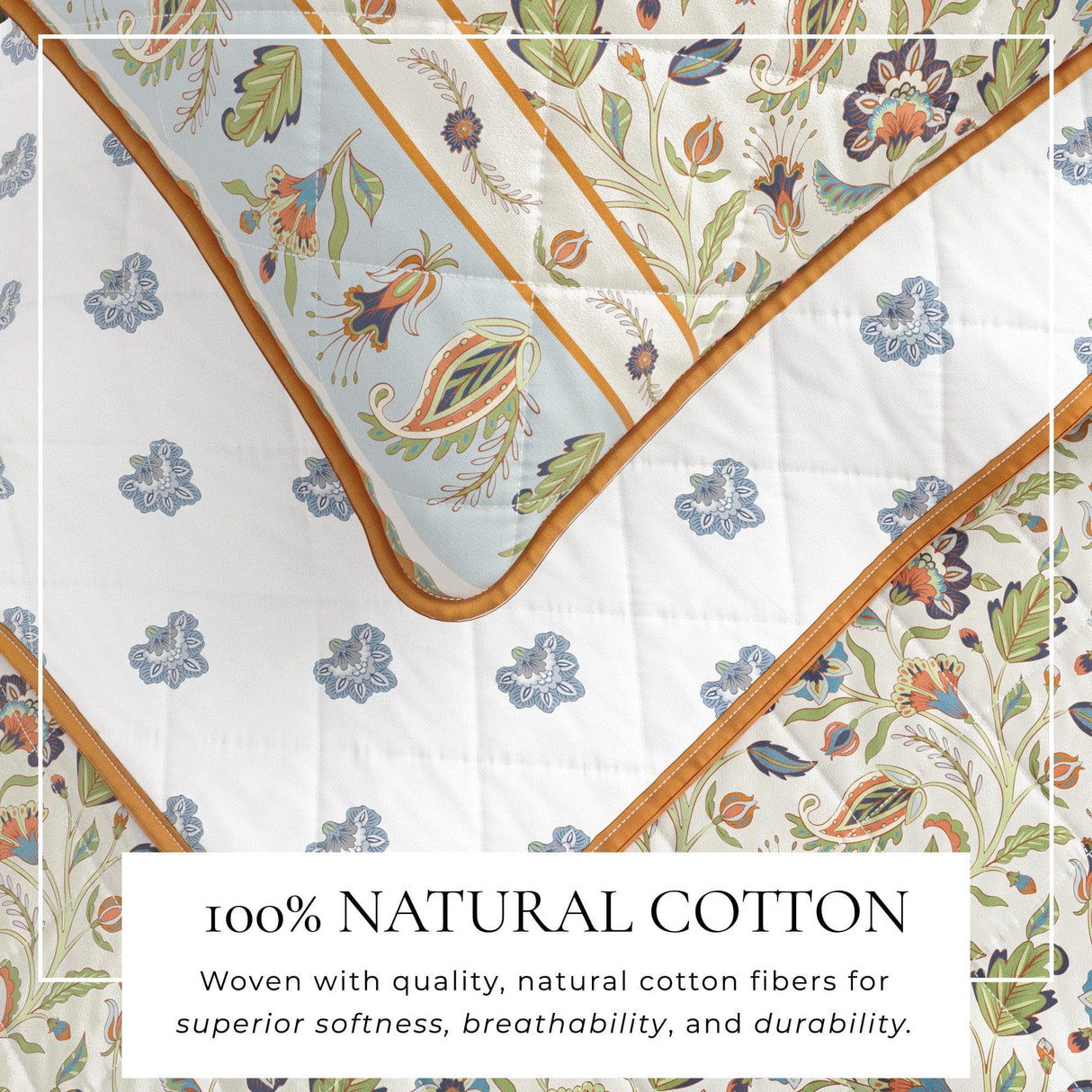 Indira Floral Boho Printed Cotton Quilt Set