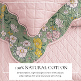 Floral Print & Scalloped Edge Cotton Quilt Set - Gwen Collection