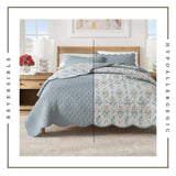 Katrin Floral Print & Scallopeded Edge Cotton Quilt Set