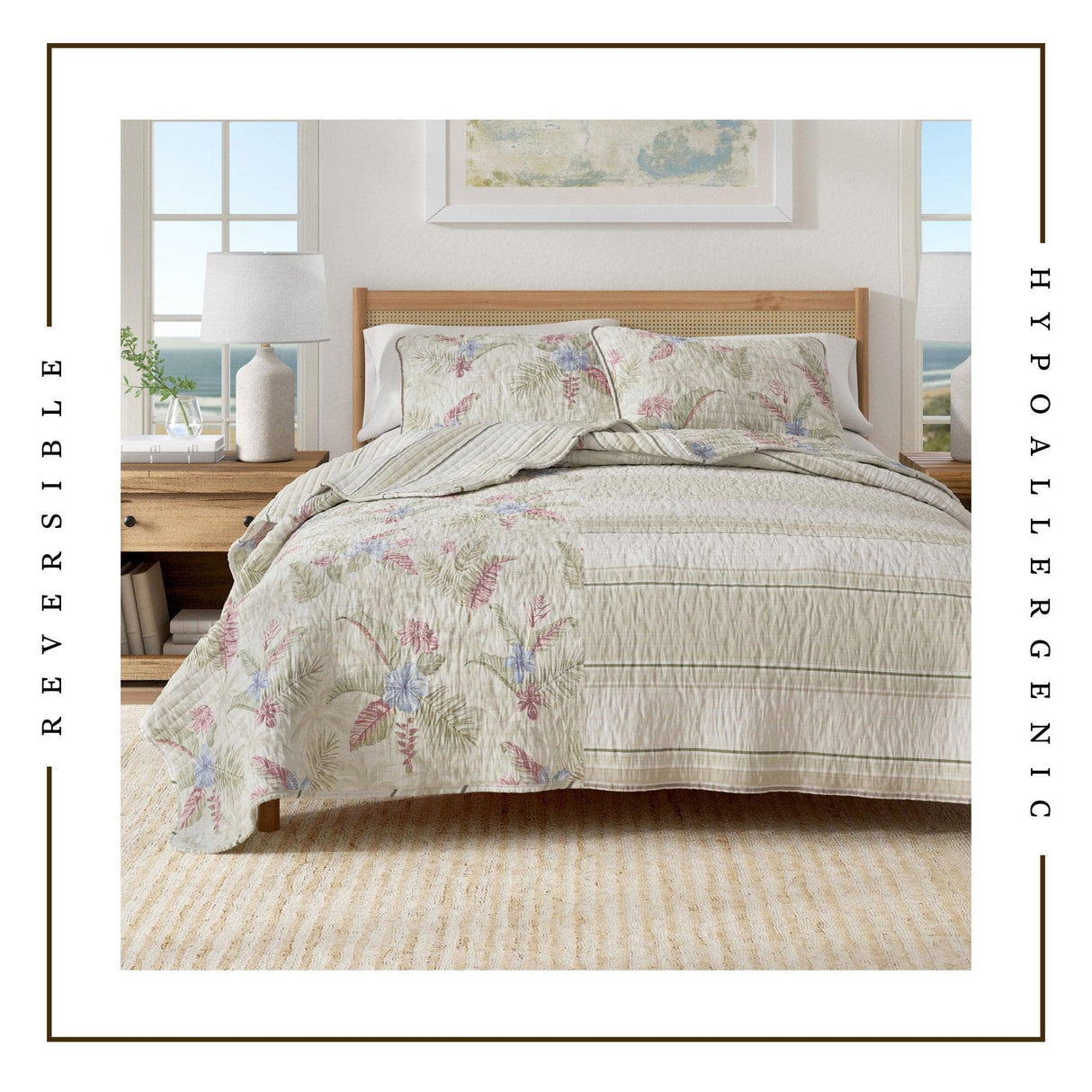 Mendocino Floral Printed Cotton Quilt Set