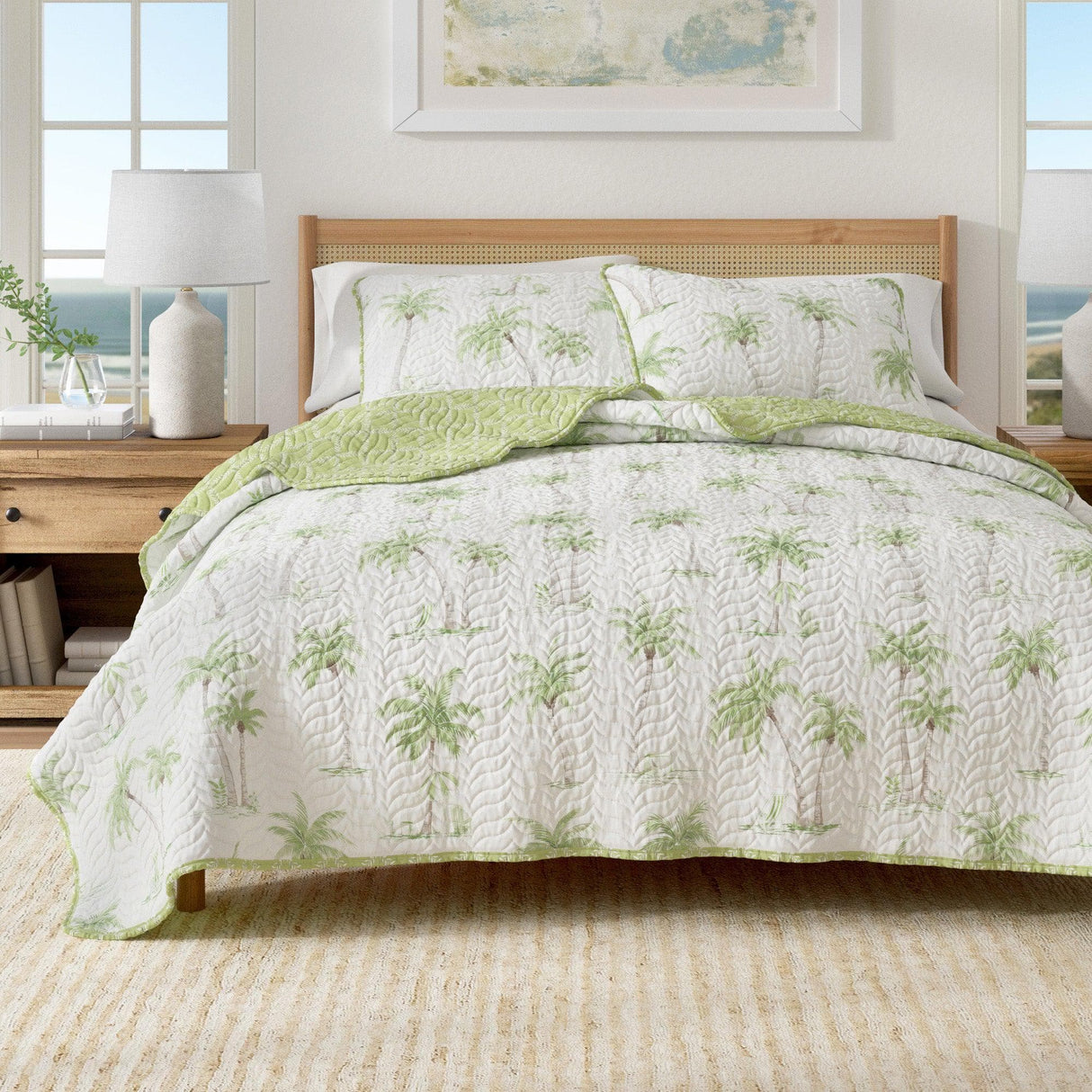 West Palm Trees Coastal Quilt Set