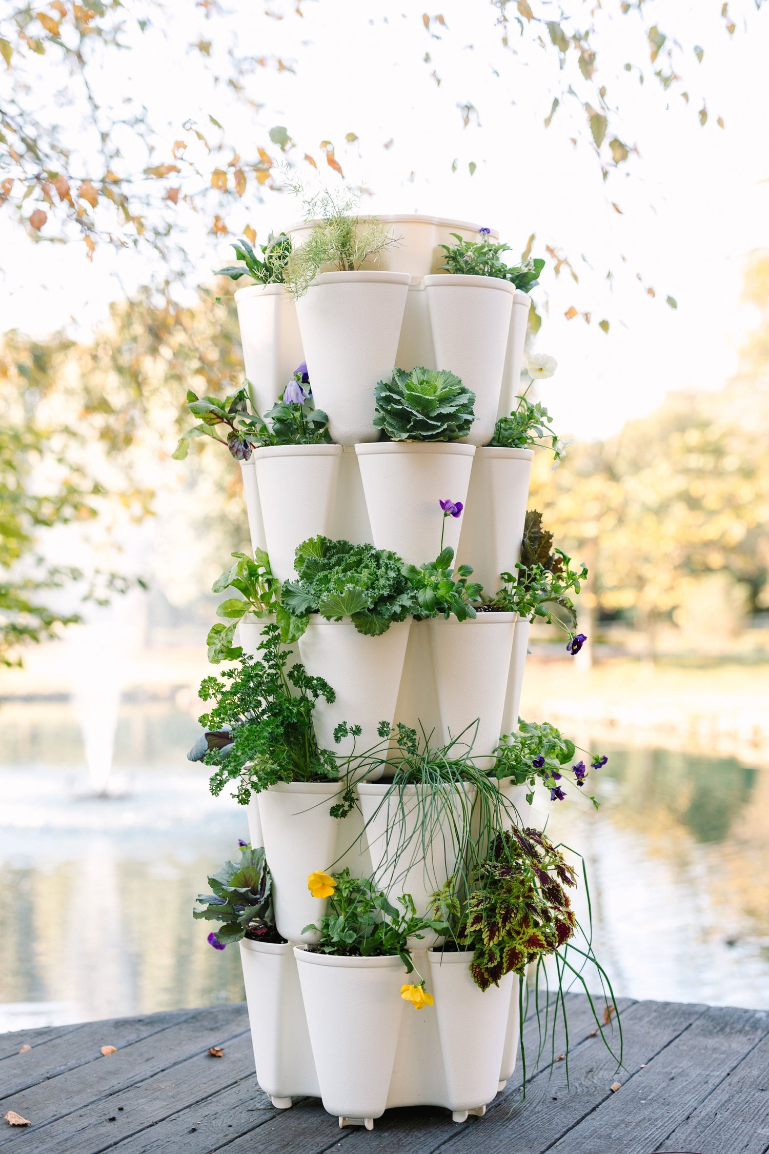 vertical hanging planter 5 Tier GreenStalk Garden Original Vertical Planter - Basic Texture Evergreen
