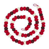 Hand Felted Wool Christmas Garland and Bunting - Red, Maroon, and Cream Balls - 6' Arcadia Home