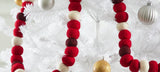Hand Felted Wool Christmas Garland and Bunting - Red, Maroon, and Cream Balls - 6' Arcadia Home