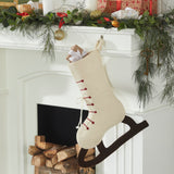 Ice Skate Hand Felted Wool Cream Christmas Stocking Skate Arcadia Home