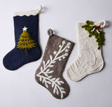 Hand Felted Wool Christmas Stocking – Stars and Branch Gray Arcadia Home