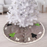 Hand Felted Wool Dogs and Trees Gray XL Christmas Tree Skirt 72"