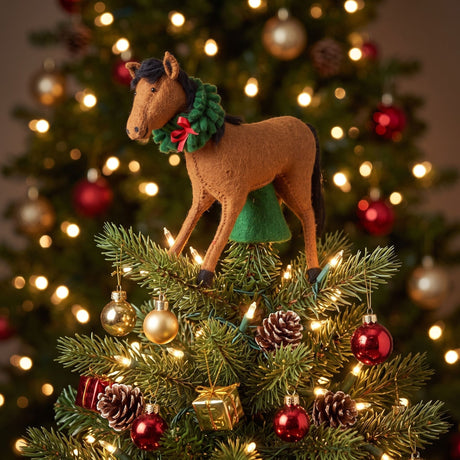 Hand Felted Wool Horse Wreath Christmas Tree Topper
