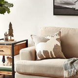 Hand Felted Wool Pillow - Cream Moose Silhouette Gray - 20"