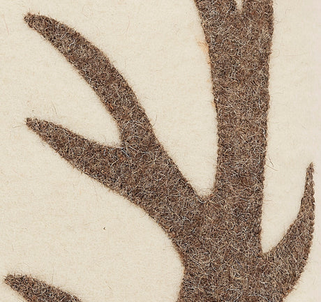 Hand Felted Wool Pillow - Gray Antlers Cream - 20"