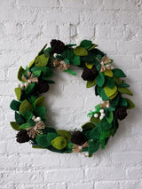 Hand Felted Wool Wreath Cream Berries - 20" Arcadia Home