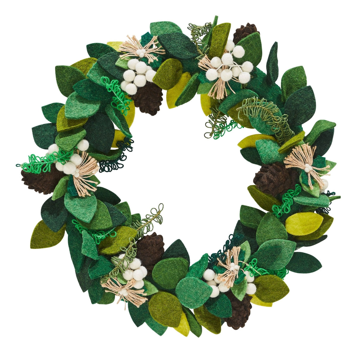 Hand Felted Wool Wreath Cream Berries - 20" Arcadia Home