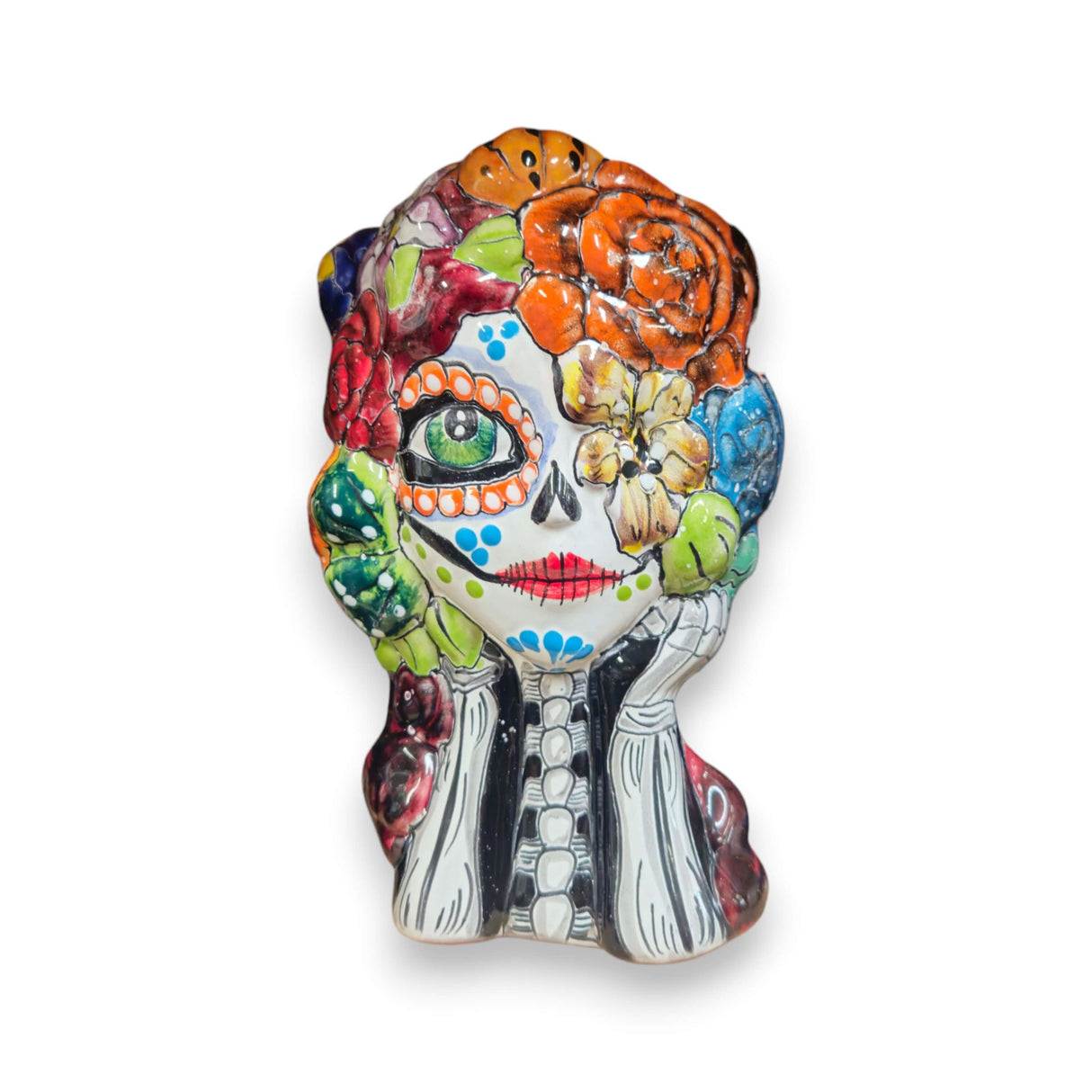 Colorful Talavera Skull Planter