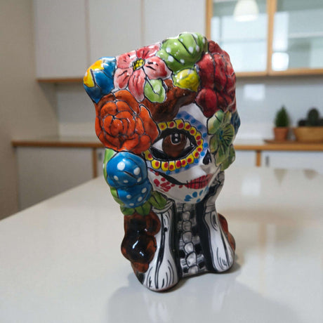 Colorful Talavera Skull Planter