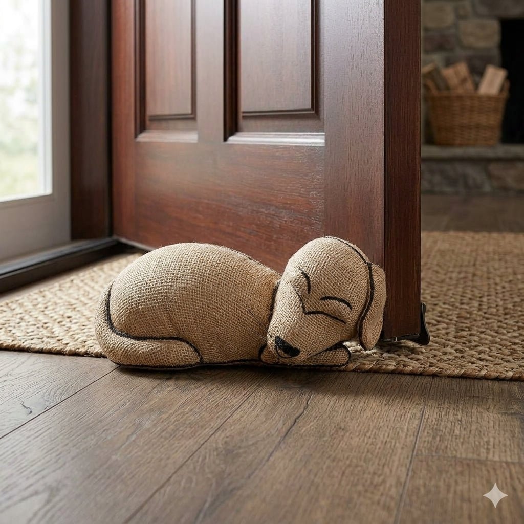 Handmade Burlap Dog Door Stop