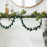 Handmade Christmas Garland and Bunting - Cream Velvet Balls and Felt Mistletoe - 6' Arcadia Home