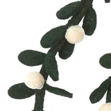 Handmade Christmas Garland and Bunting - Cream Velvet Balls and Felt Mistletoe - 6' Arcadia Home