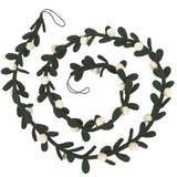 Handmade Christmas Garland and Bunting - Cream Velvet Balls and Felt Mistletoe - 6' Arcadia Home