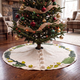 Handmade Christmas Tree Skirt Felt - Greenery Border Cream