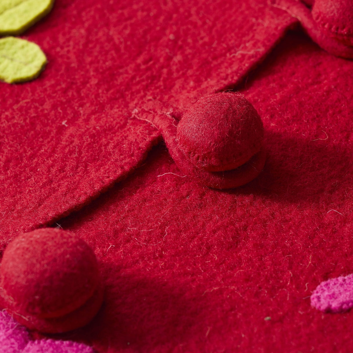Handmade Christmas Tree Skirt Felt - Berries Red - 60" Arcadia Home
