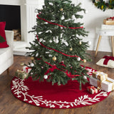 Handmade  Felt Branches and Stars Red Christmas Tree Skirt 60" Arcadia Home