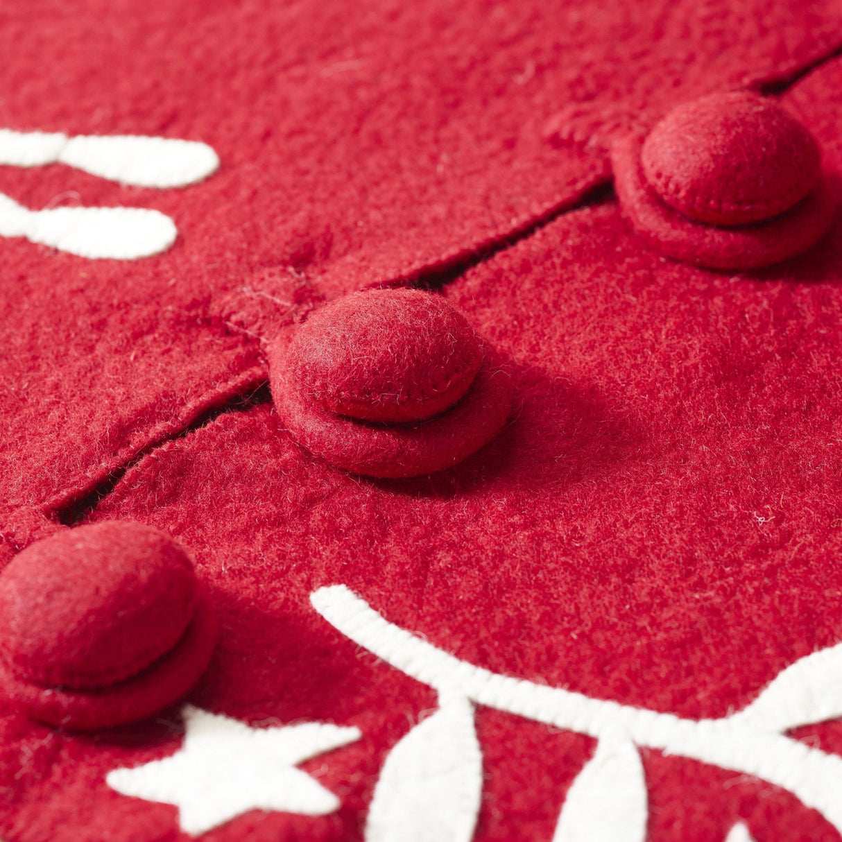 Handmade  Felt Branches and Stars Red Christmas Tree Skirt 60" Arcadia Home