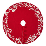 Handmade  Felt Branches and Stars Red Christmas Tree Skirt 60" Arcadia Home