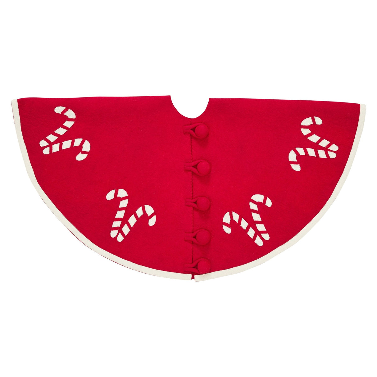 Handmade Candy Canes Red Felt Christmas Tree Skirt Felt 60" Arcadia Home