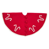 Handmade Candy Canes Red Felt Christmas Tree Skirt Felt 60" Arcadia Home