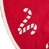 Handmade Candy Canes Red Felt Christmas Tree Skirt Felt 60" Arcadia Home