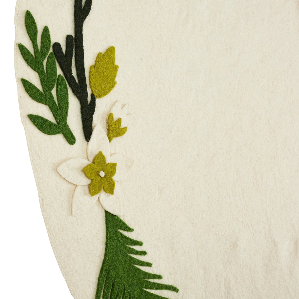 Handmade Christmas Tree Skirt Felt - Greenery Border Cream - 36"/60"/72" Arcadia Home