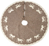 Handmade Horses Gray Felt Christmas Tree Skirt 60" Arcadia Home
