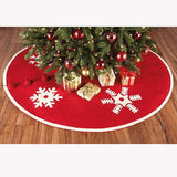 Handmade Snowflakes Red Christmas Tree Skirt Felt 60" / 72" Arcadia Home