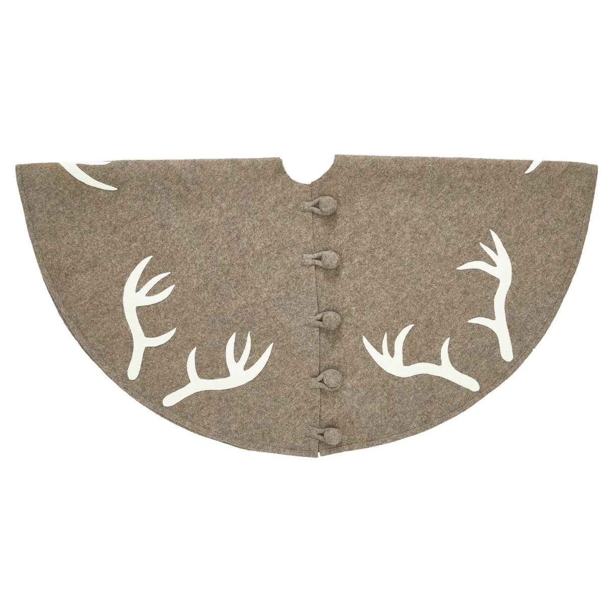 Handmade Felt Antlers Gray Christmas Tree Skirt 60" / 72" Arcadia Home