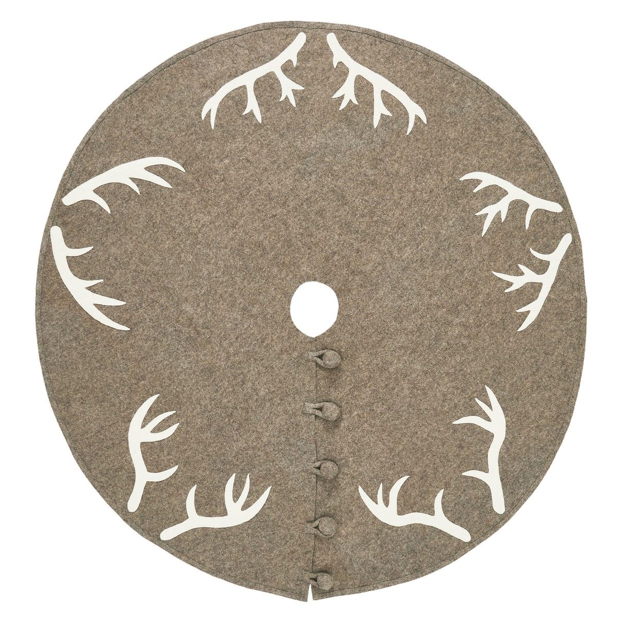 Handmade Felt Antlers Gray Christmas Tree Skirt 60" / 72" Arcadia Home