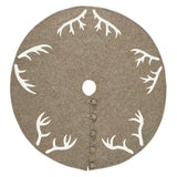 Handmade Felt Antlers Gray Christmas Tree Skirt 60" / 72" Arcadia Home