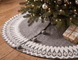 Handmade Felt Scandinavian Design Gray Christmas Tree Skirt 60"