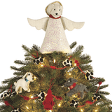 Handmade Felt White Dog Angel Christmas Tree Topper Arcadia Home