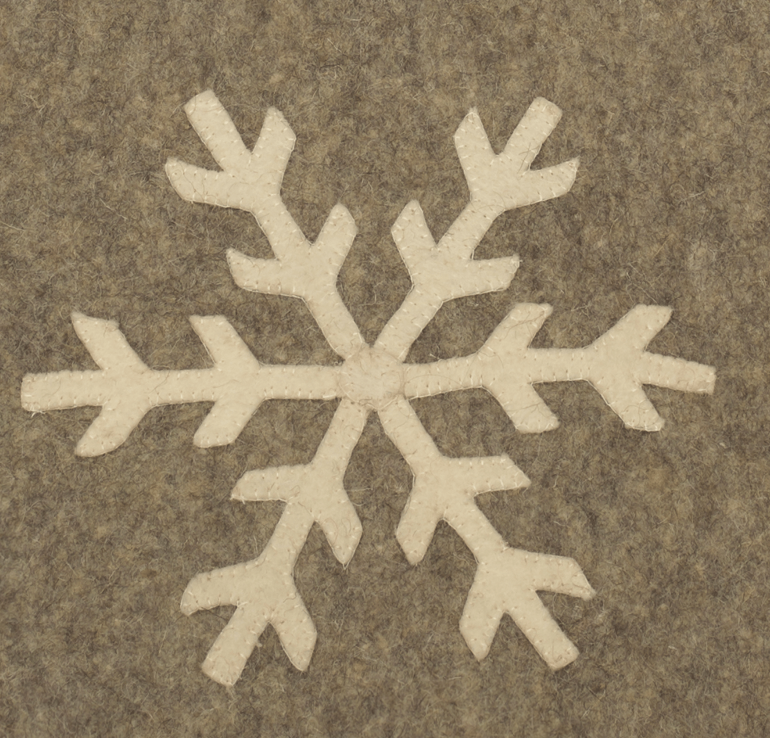 Gray Hand Felted Wool Christmas Table Runner - Snowflakes - 16"x44" Arcadia Home