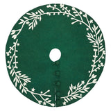 Handmade Felt Cream Branches and Stars Green Christmas Tree Skirt 60" Arcadia Home