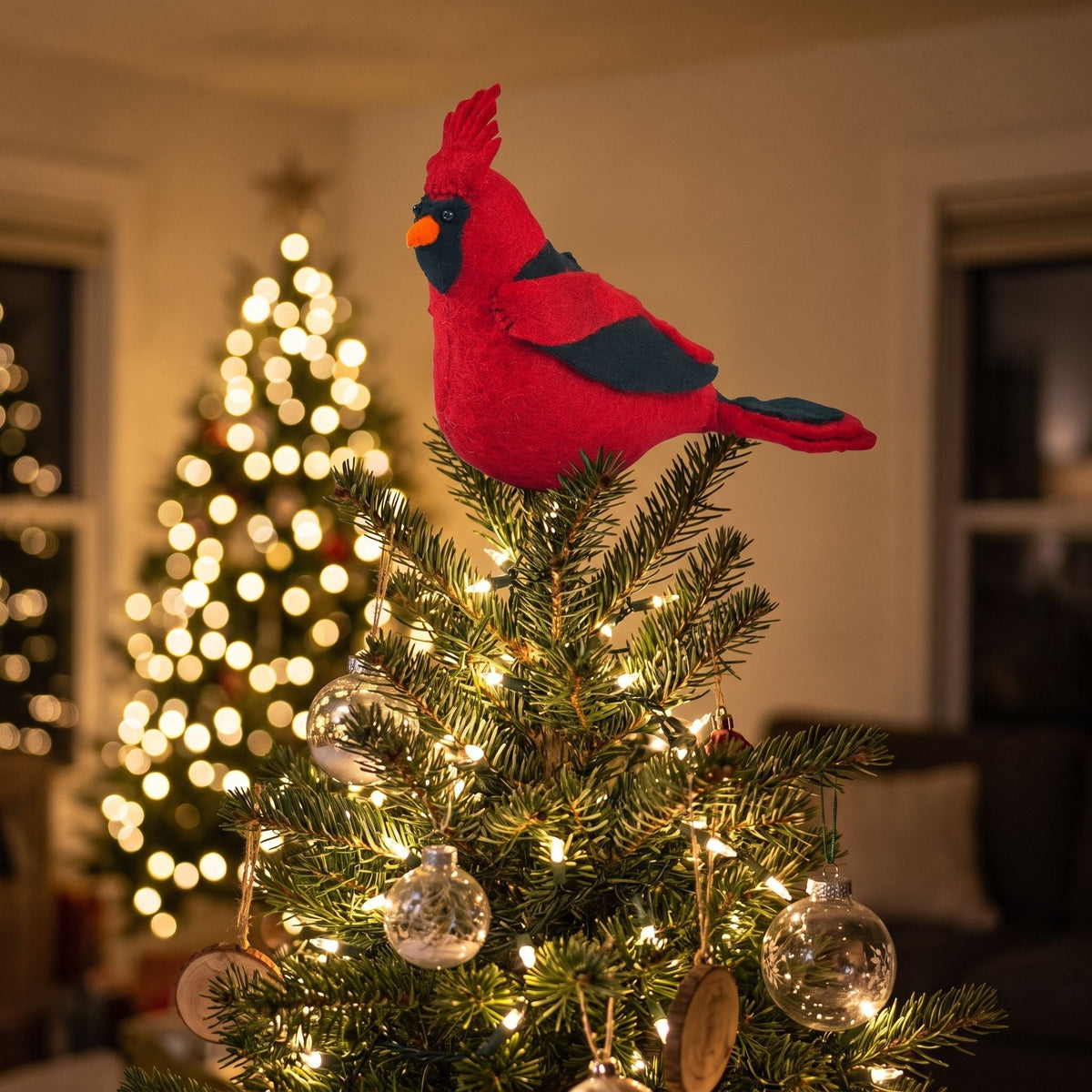 Handmade Hand Felted Wool Christmas Tree Topper - Cardinal