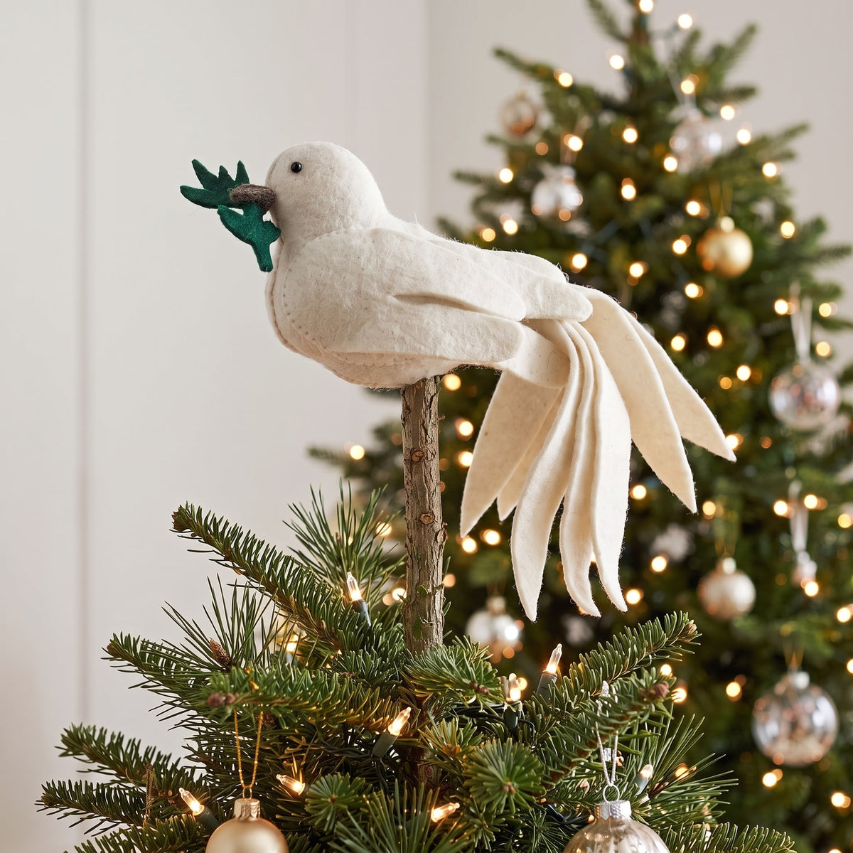 Handmade Hand Felted Wool Christmas Tree Topper - Dove