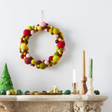Handmade Hand Felted Wool Wreath - Multicolor Ball - 14" Arcadia Home