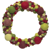 Handmade Hand Felted Wool Wreath - Multicolor Ball - 14" Arcadia Home