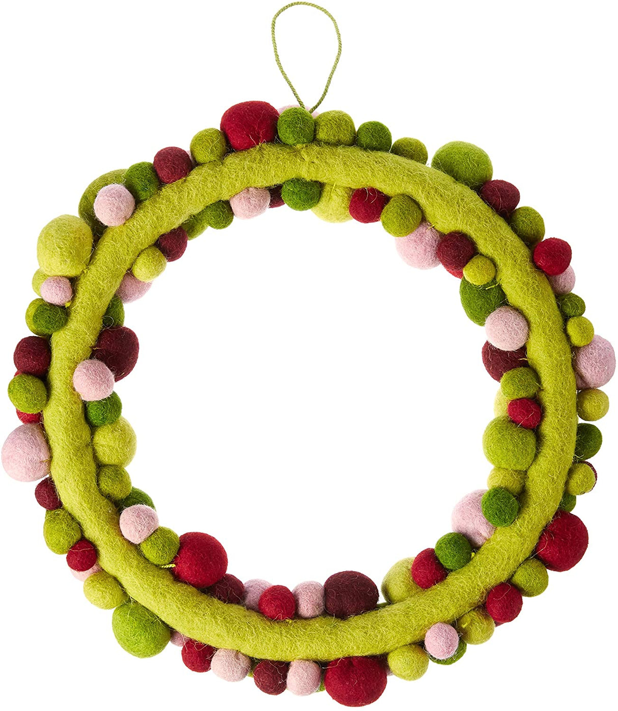 Handmade Hand Felted Wool Wreath - Multicolor Ball - 14" Arcadia Home
