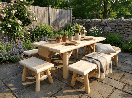 Handmade Rustic Outdoor Picnic Table