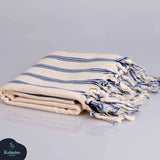 Dark Blue Striped Handwoven Turkish Towel