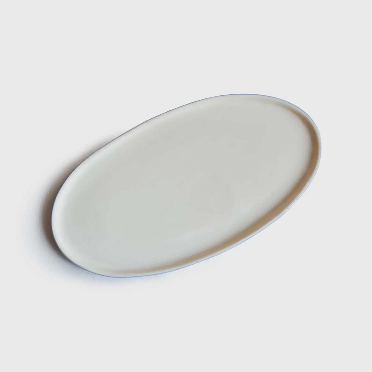 Handmade Porcelain Oval Serving Platter. Forget-me-not/Chocolate