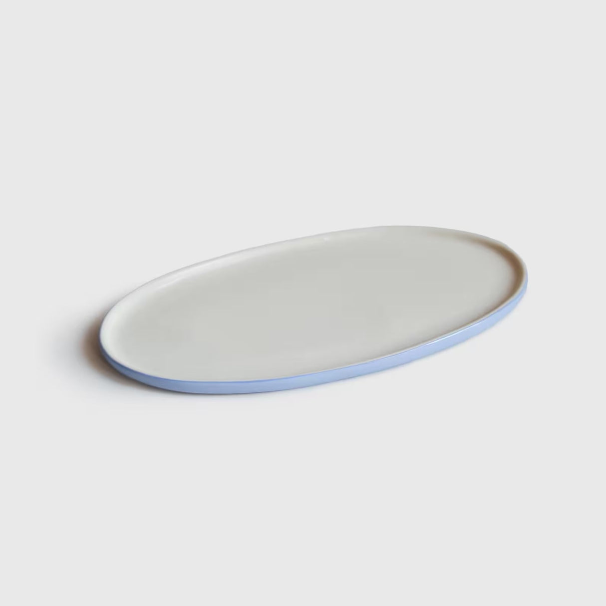 Handmade Porcelain Oval Serving Platter. Forget-me-not/Chocolate